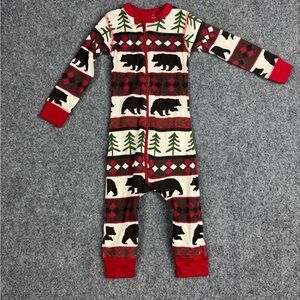 Lazy one Cozy Bear tree Print Pajamas 6m